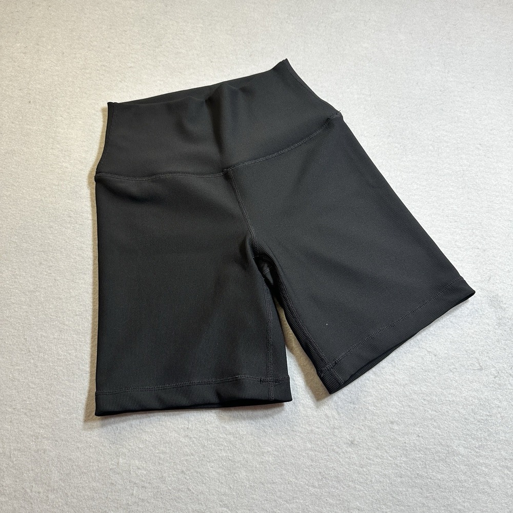 Yogalicious Rib Everyday Shorts Womens Small Black High Waist Biker‎ Yoga 7 Inch